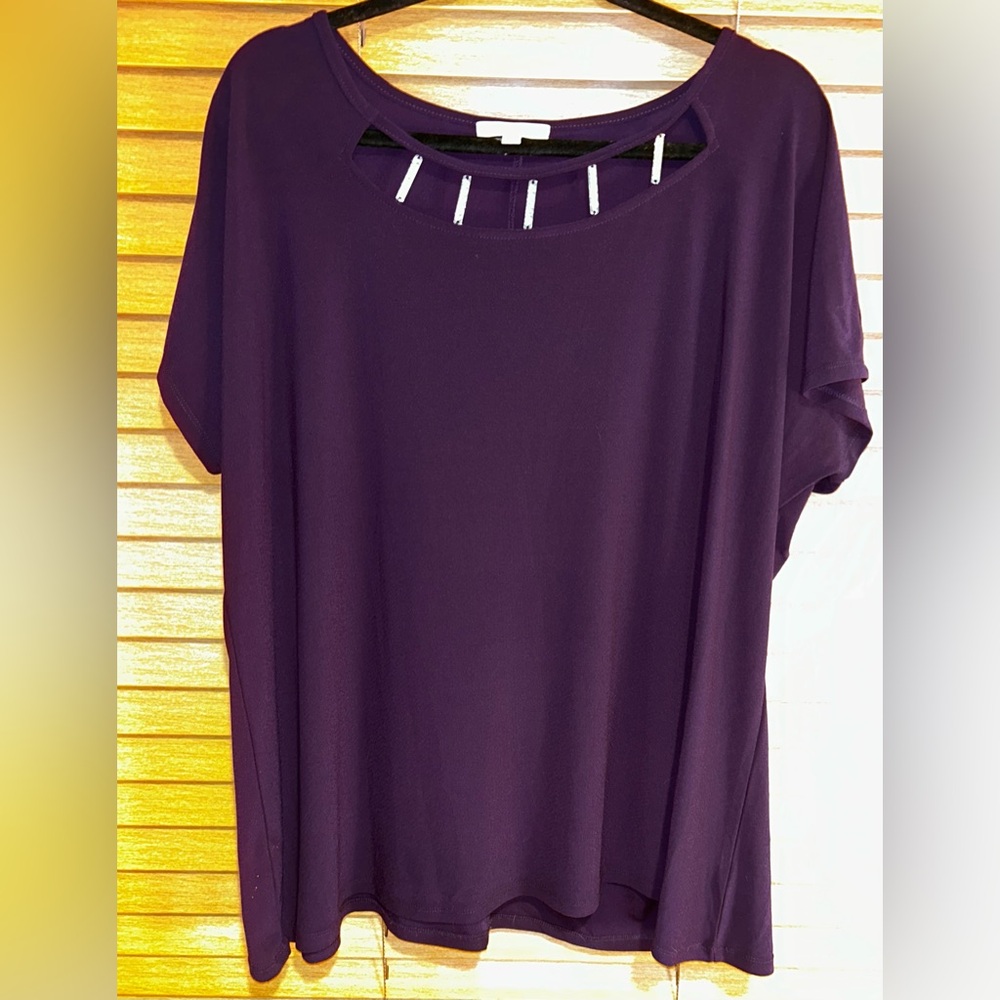 89th + Madison Plum Short Sleeve Blouse size 2XL